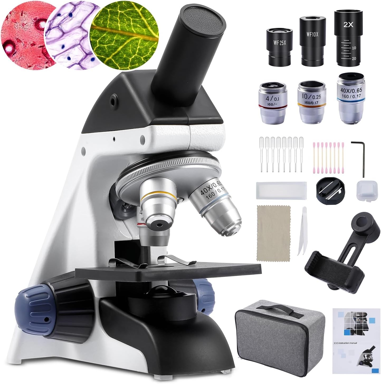 Professional Binocular Compound Microscope Kit 40-2000X Magnification Teenage