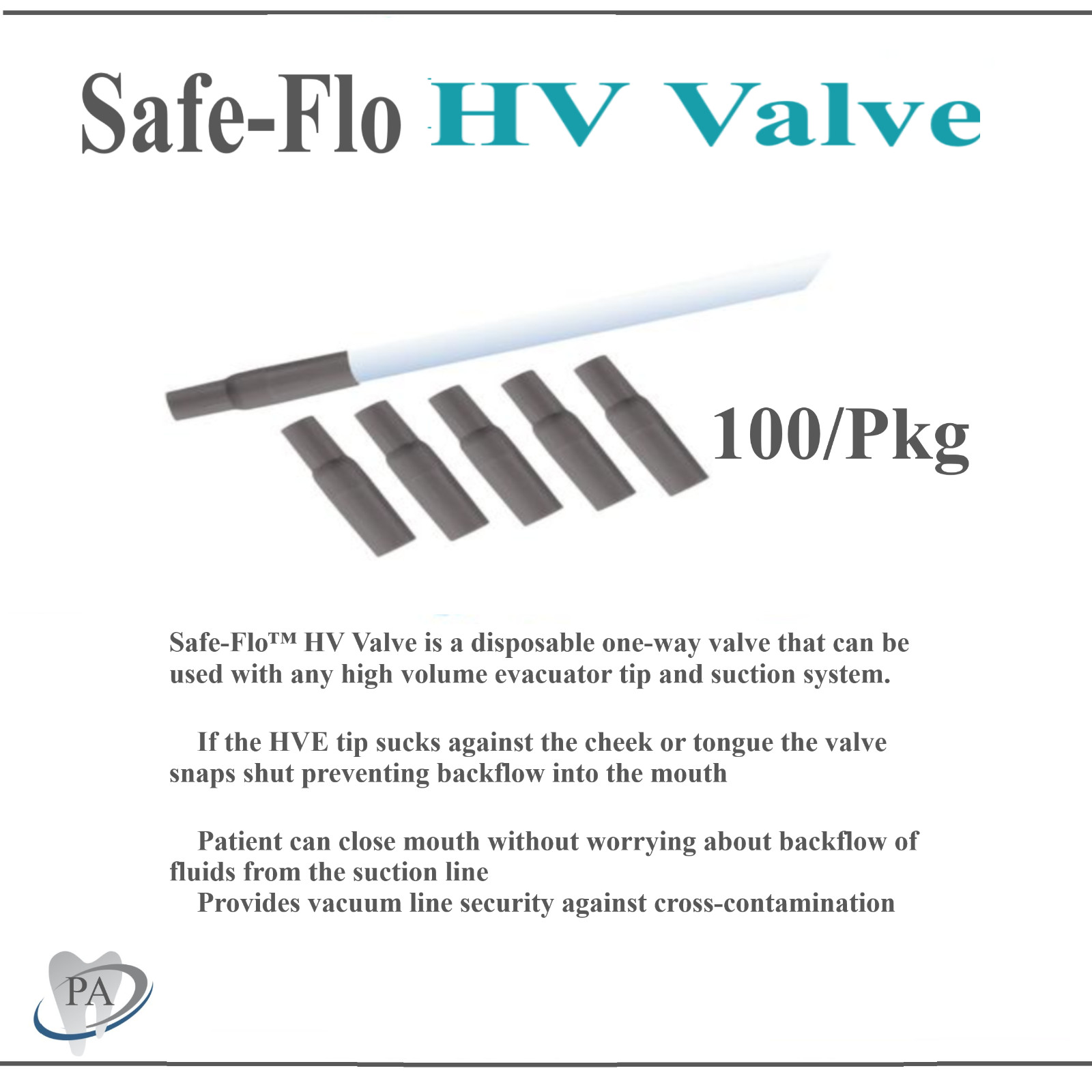 Dental SAFE-FLO HVE Valve, 100/Bag, M1030HVSE, CROSSTEX SAFE-FLO HV Valve