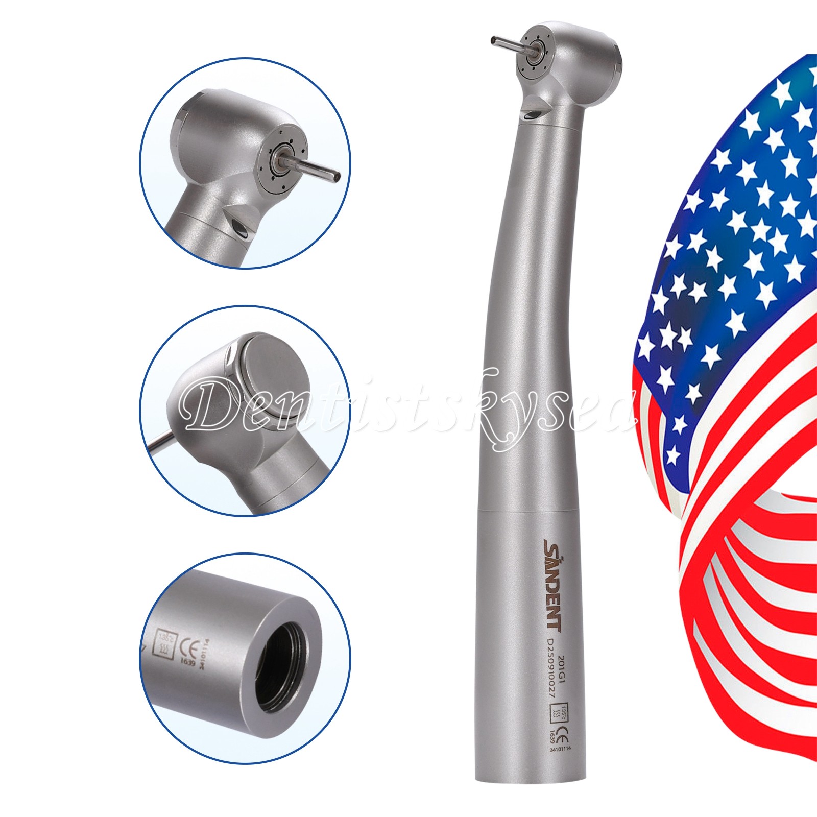 USA High Speed Handpiece Fiber Optic LED 4 way spray 4 air clean head Fit Sirona