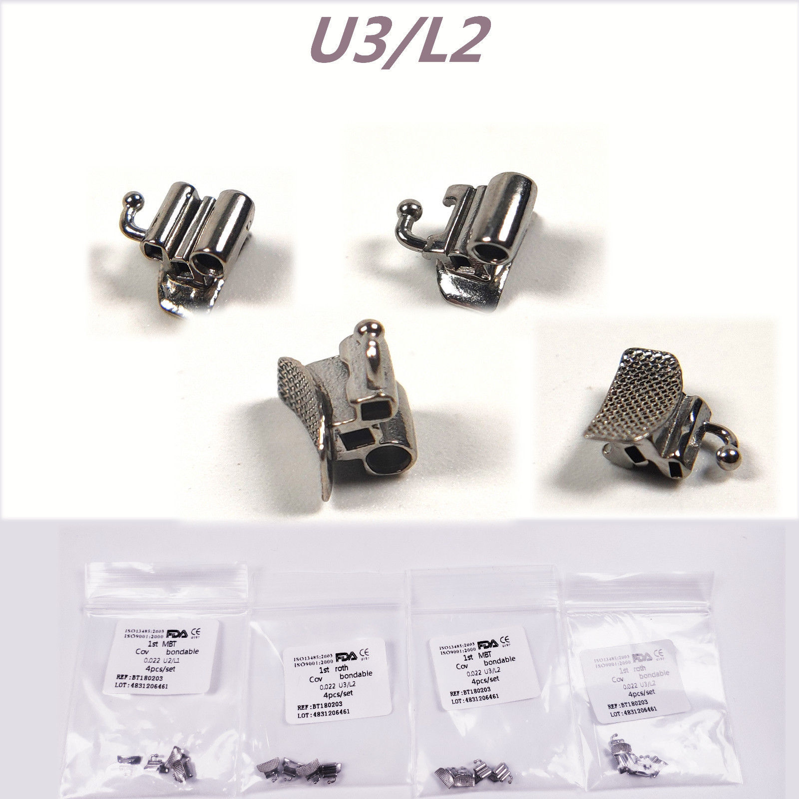 Dental Orthodontic Convertible Buccal Tubes Roth MBT 022 1st Molar Double 3 Tube