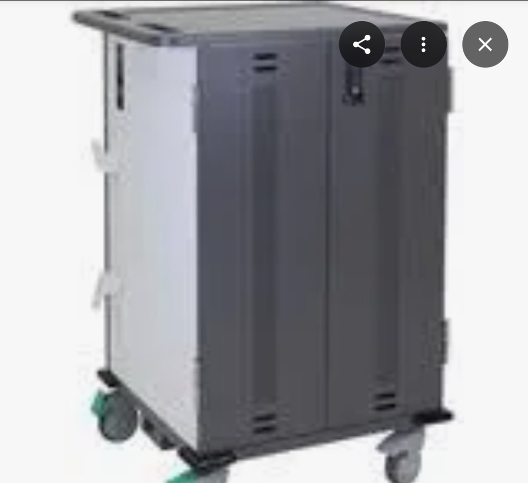 Ergotron YES Basic 36 Charging Cart 3 Shelves Locking Doors Wheels Medical