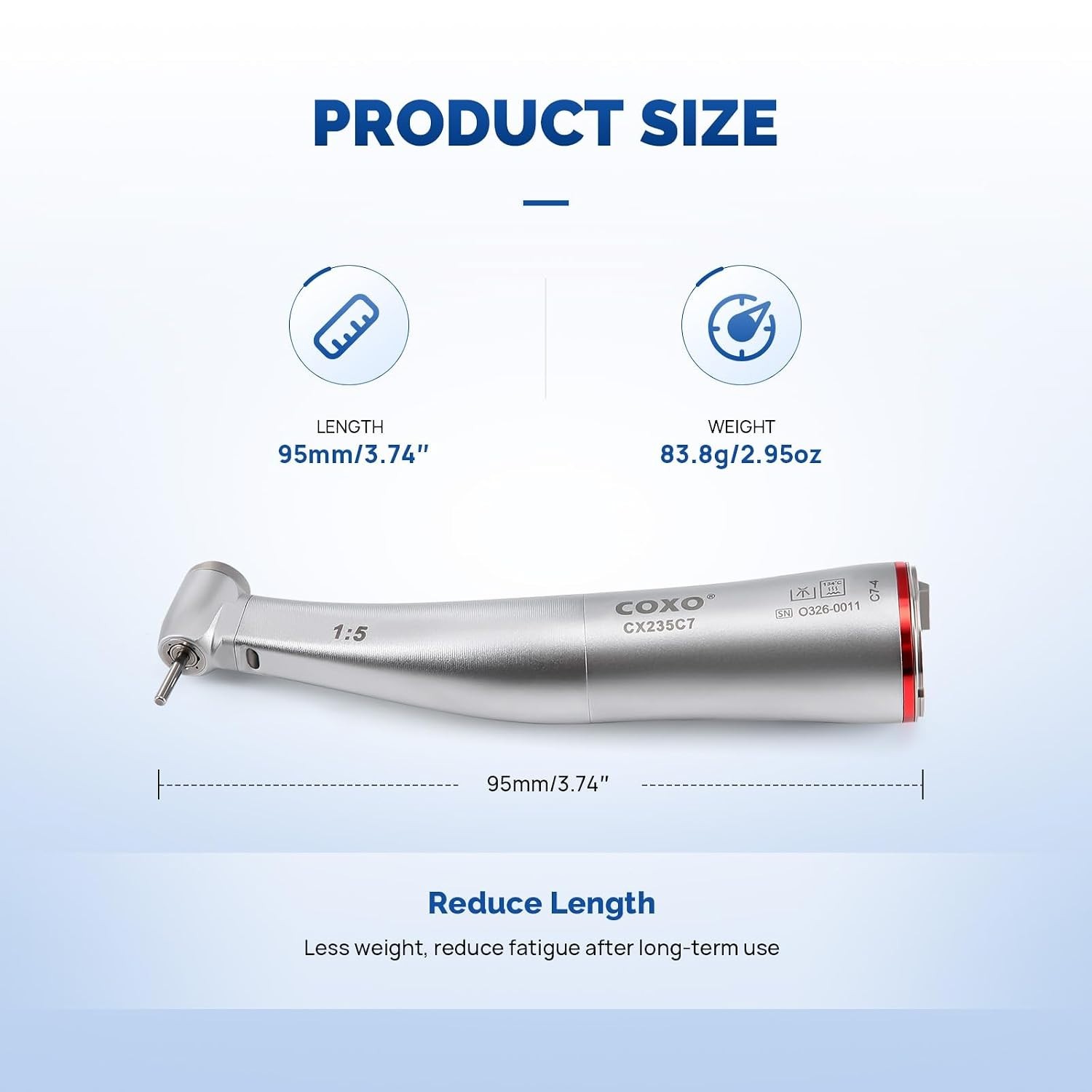 COXO CX235C7 Mini Head Speed Increasing Electric Handpiece 1:5 Contra Angle C7-4