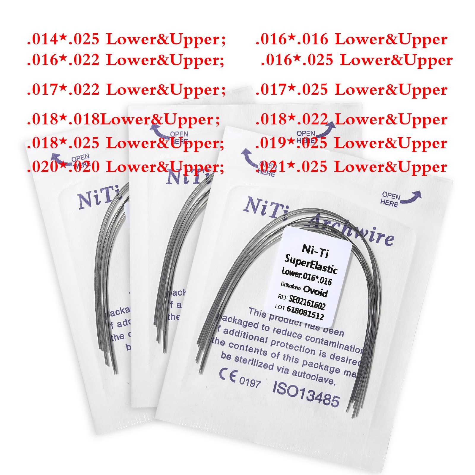 10 Packs Dental Orthodontic Arch Wire Rectangular Niti Super Elastic Upper/Lower