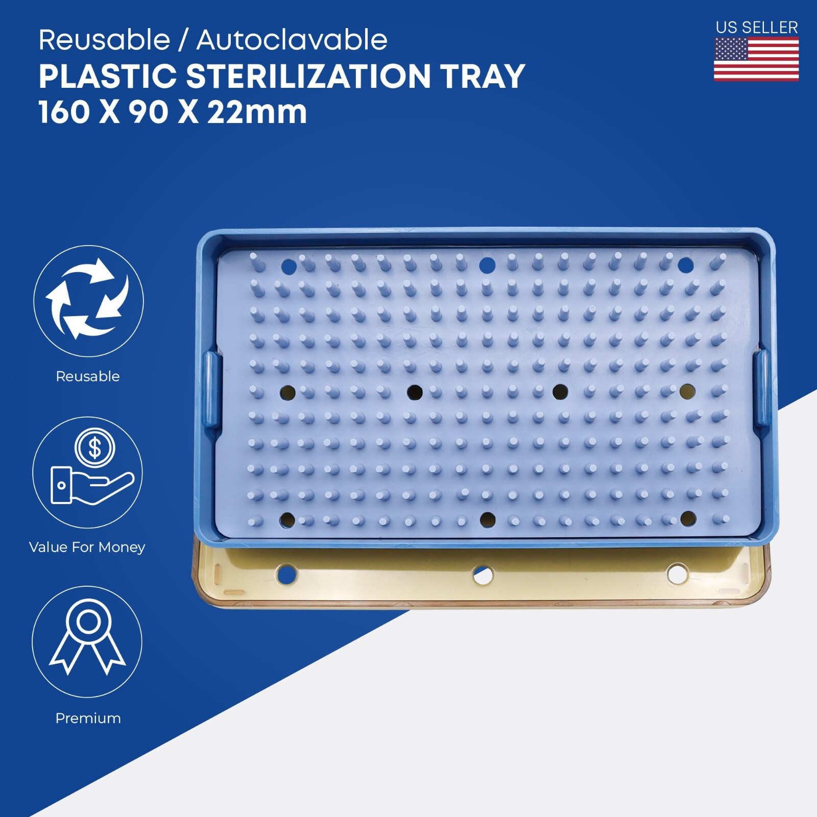 Plastic Sterilization Tray 265 x 160 x 22m Surgical Instruments Disinfection Box
