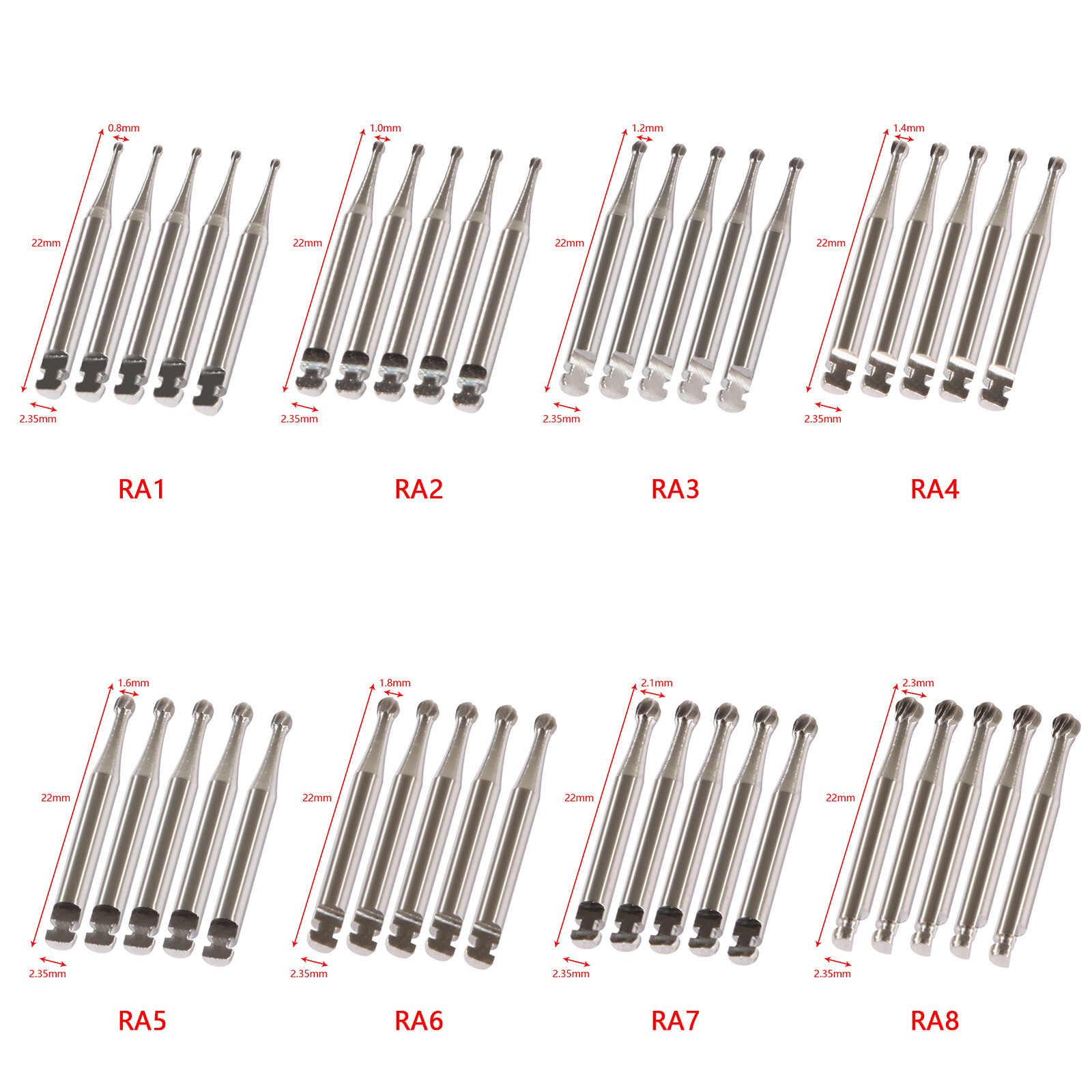 5-50pcs Dental Bur Round Latch Carbide RA Fit Low Speed Contra Angle Handpiece