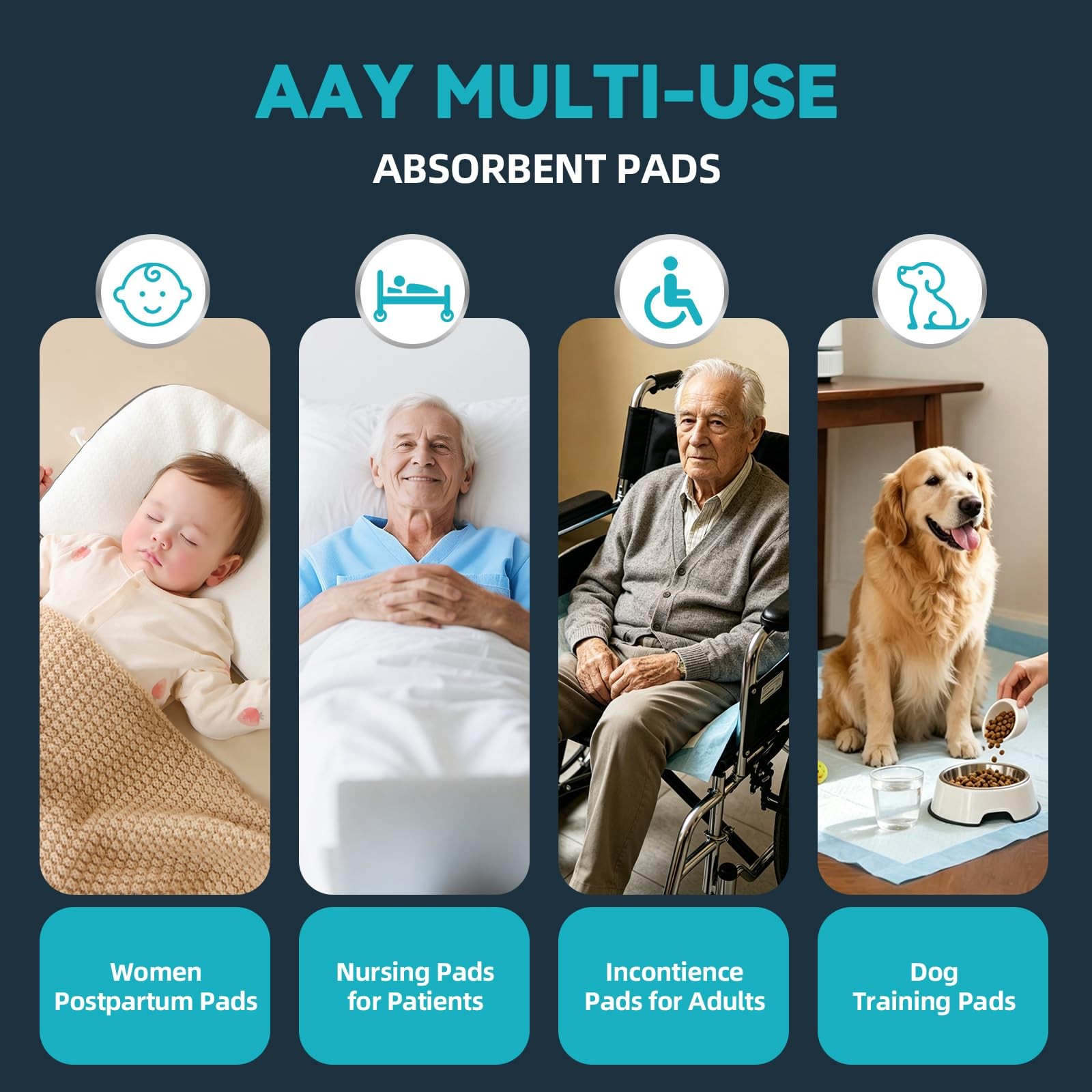 Aay 50 Count Extra Large Disposable Underpads For Incontinence 40X36 Super