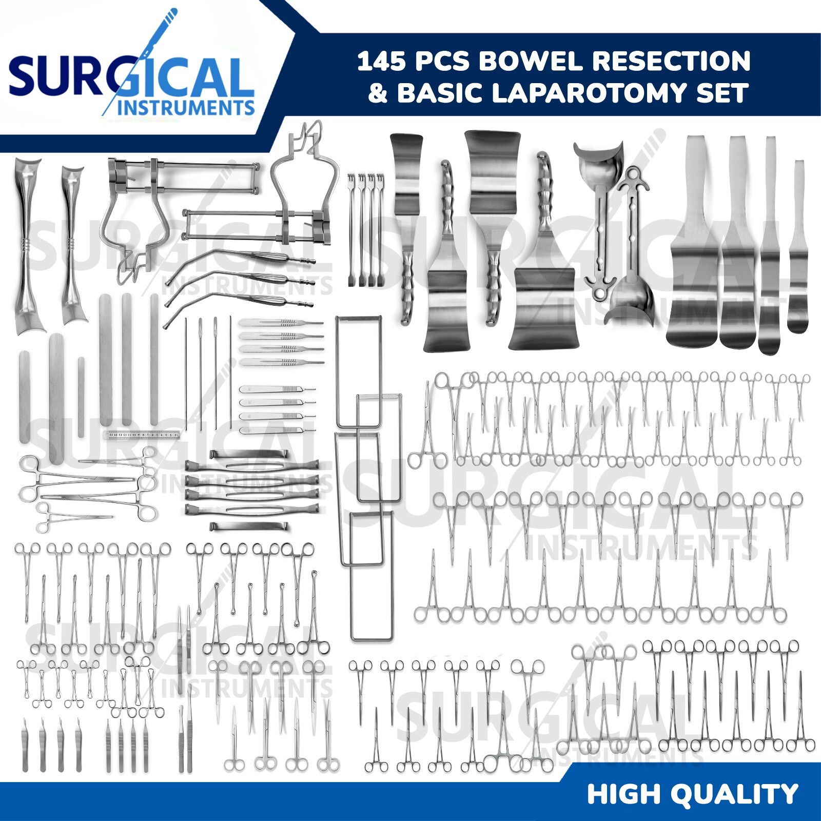 145 Pcs Abdominoperineal Bowel Resection Basic Laparotomy Set Kit German Grade