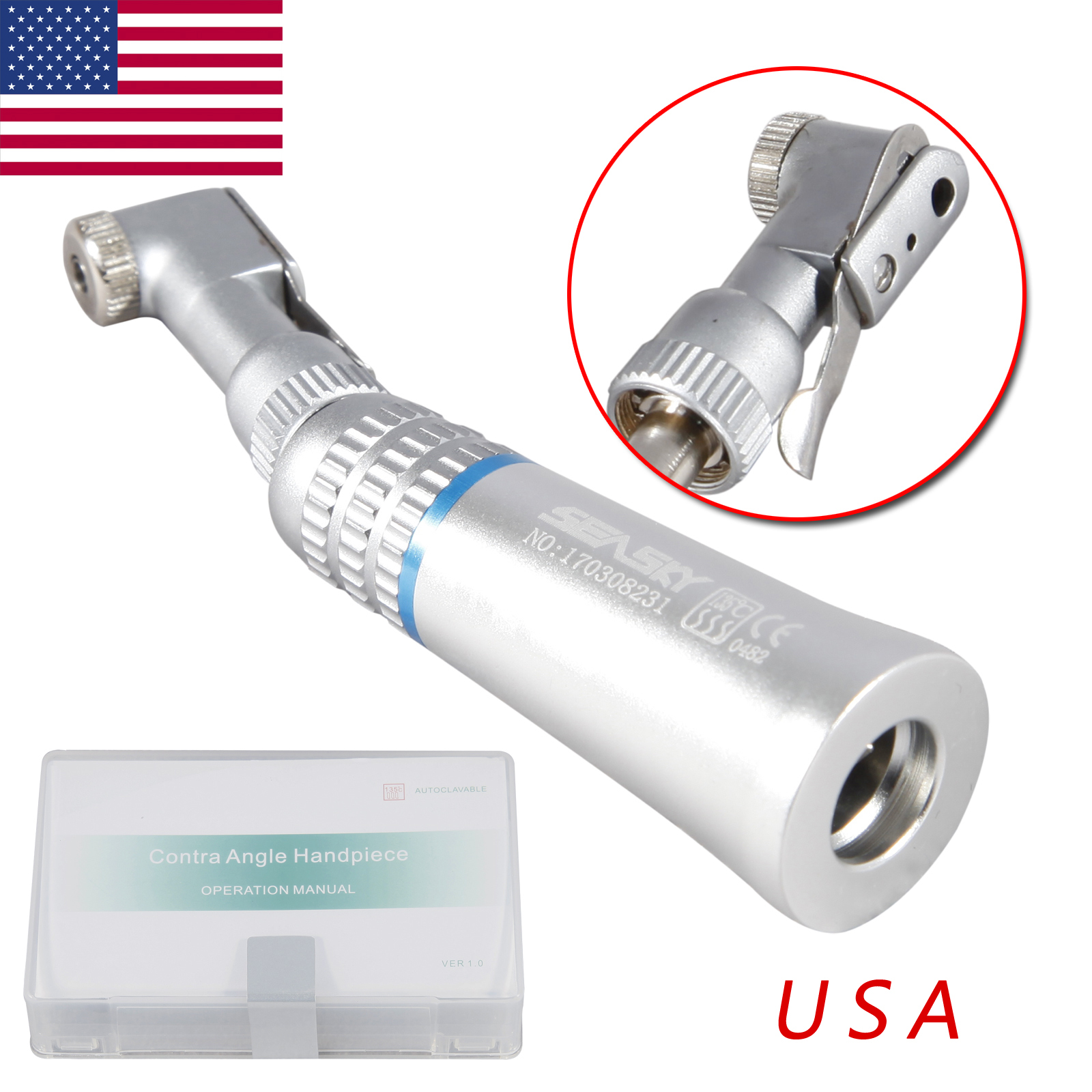 NSK Style Dental Low Speed Contra Angle Handpiece Latch Head E-Type fit motor YP