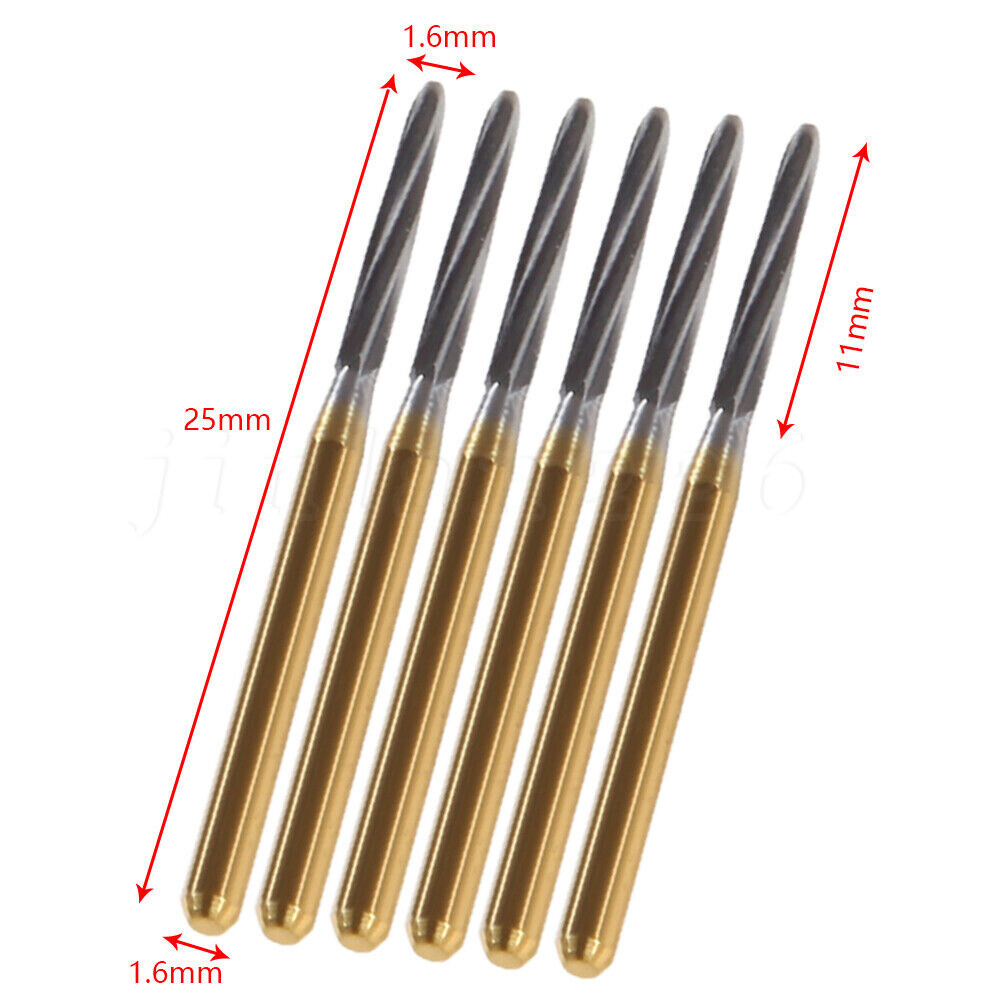 5/6 PCS Dental ENDO-Z/Zekrya Bur Carbide Tungsten Steel FG Gold 23/25/28mm