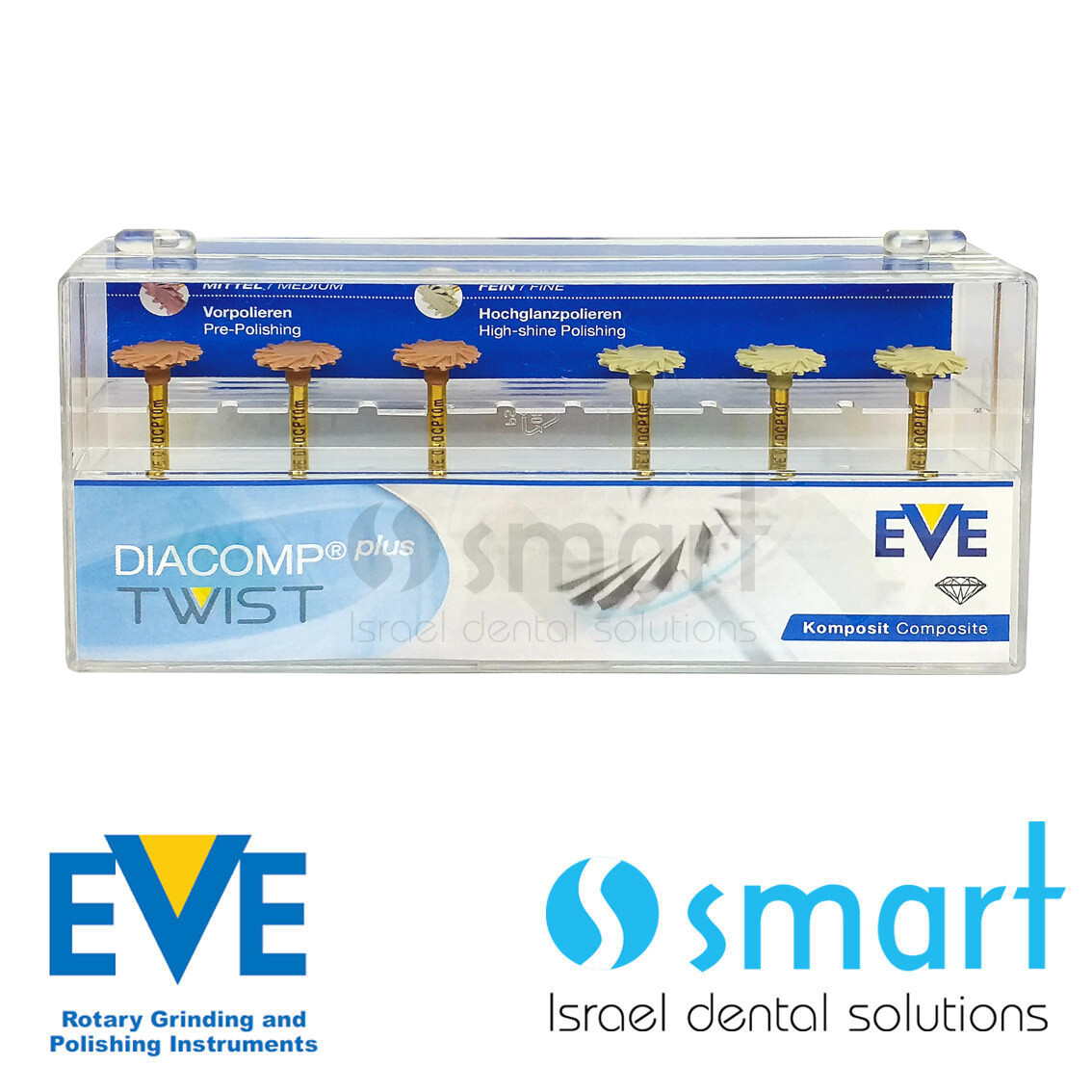 Dental Eve Diacomp Plus Twist RA 343 composite polishing diamond system EVE 10mm