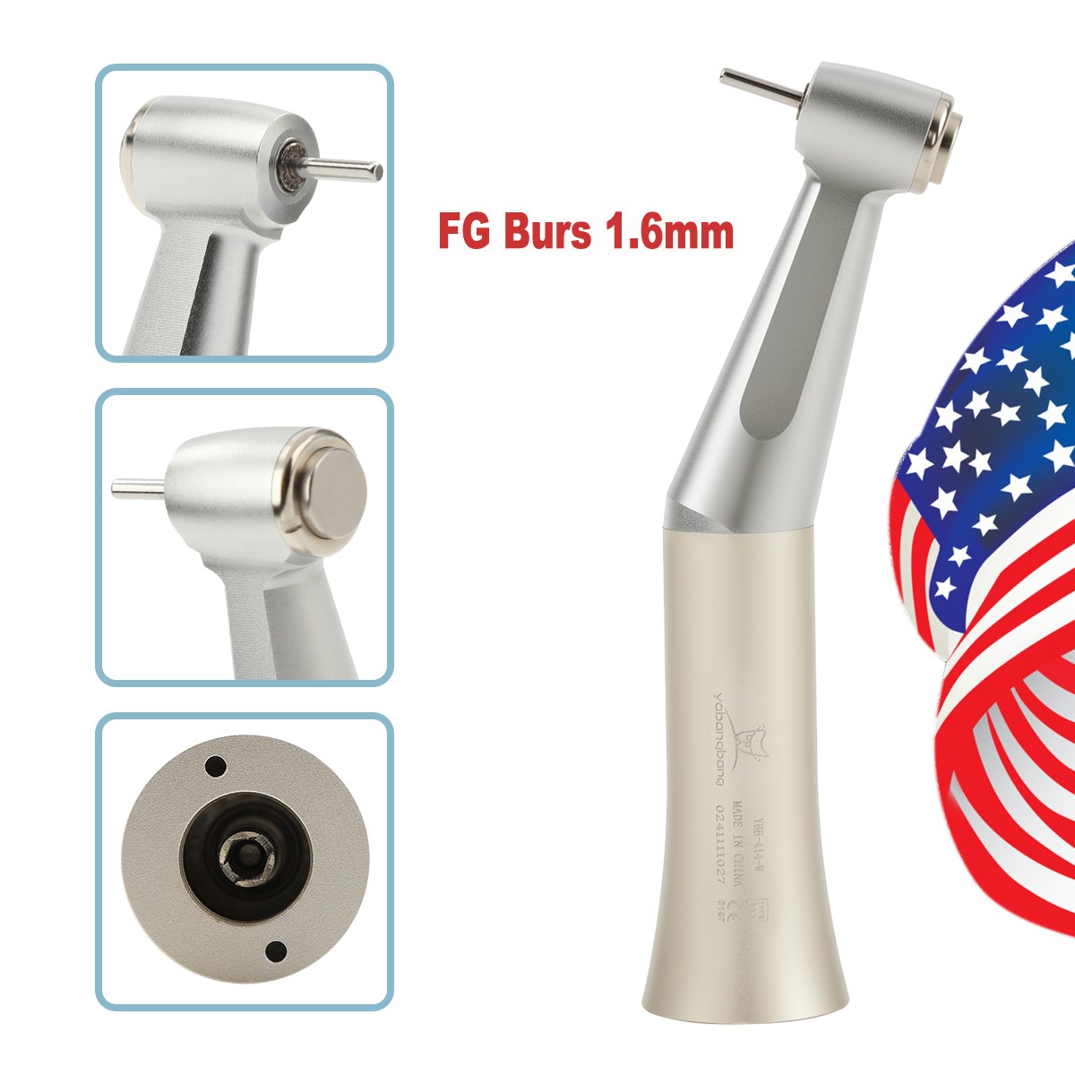 1-10PCS Dental Low Speed Handpiece Push Contra Angle fit FG Burs 1.6mm E-type dt