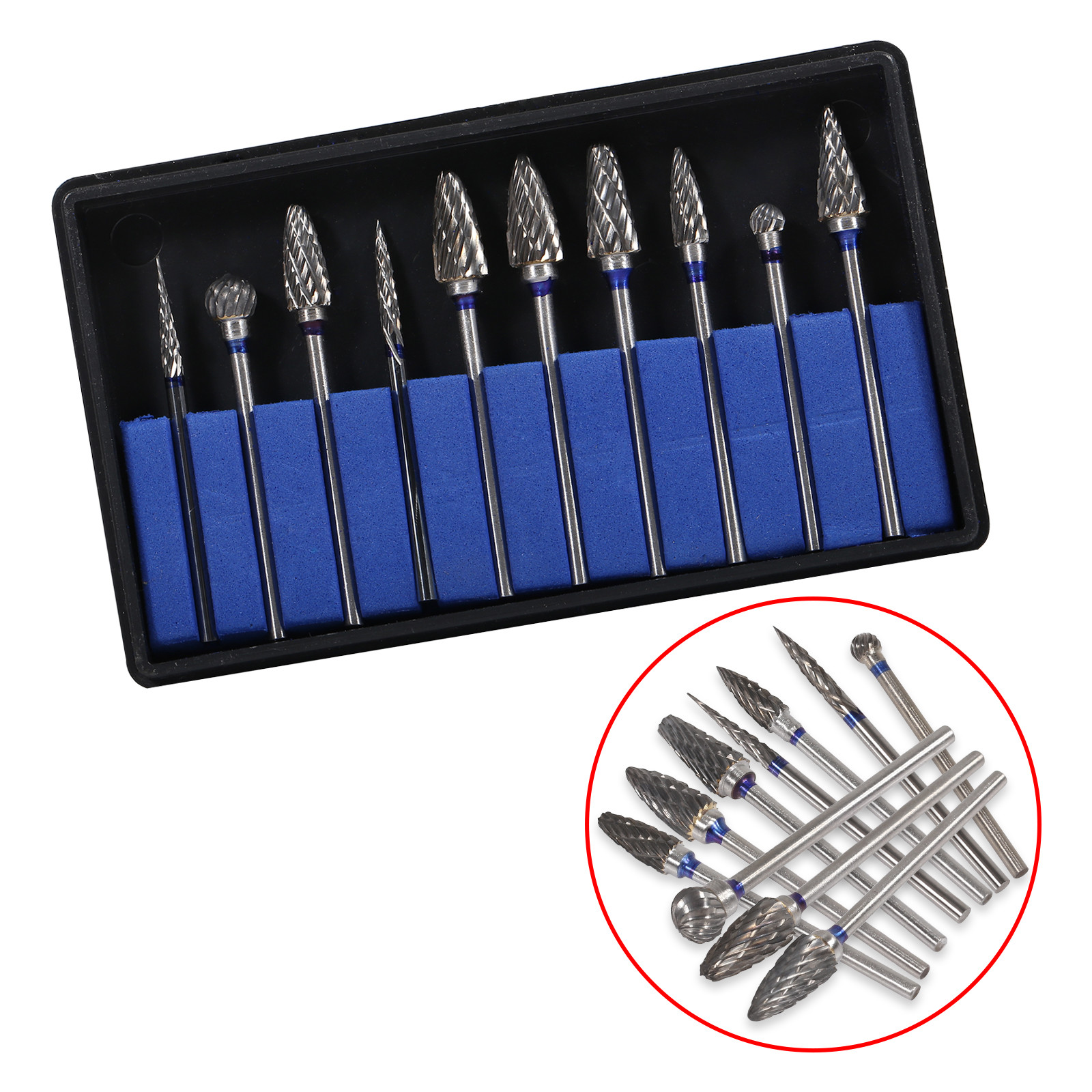 10 sizes Dental Lab Polishing Bur Drills Tungsten Steel Carbide Burs 2.35MM SRB