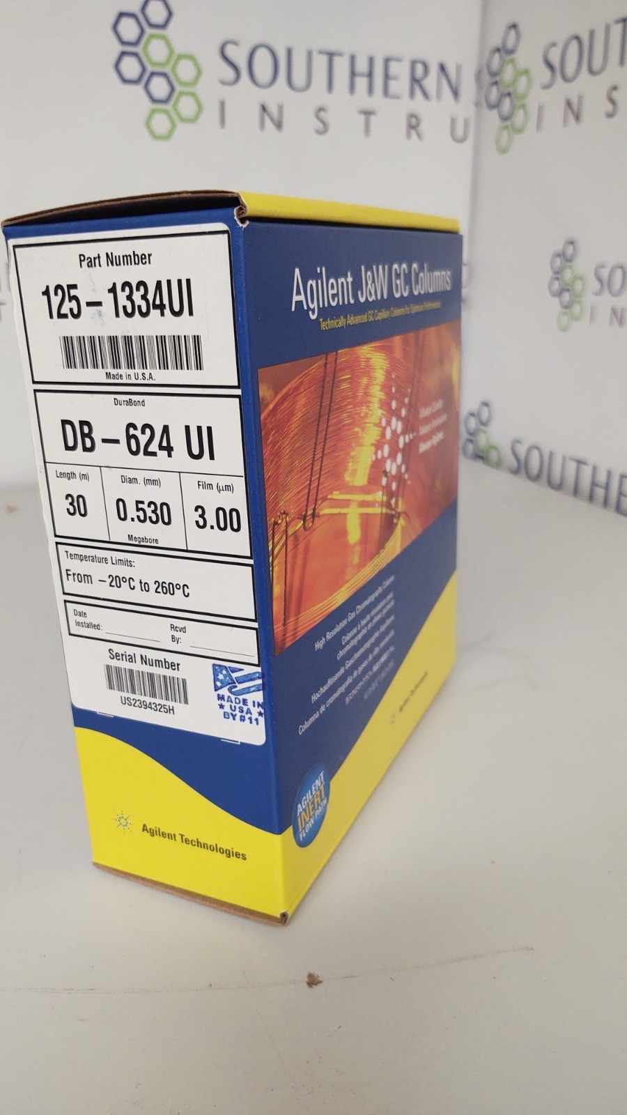 Agilent Technologies DB-624 Ultra Inert GC Column, 30m, 0.53mm, 3.00m, 7′ cage