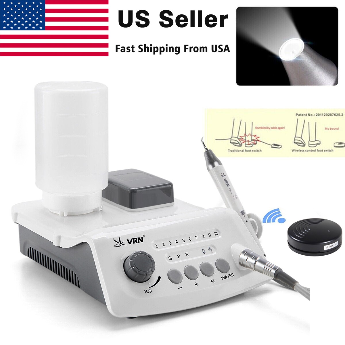 Dental Ultrasonic Scaler & LED Detachable Handpiece Auto Water Supply USA STOCK