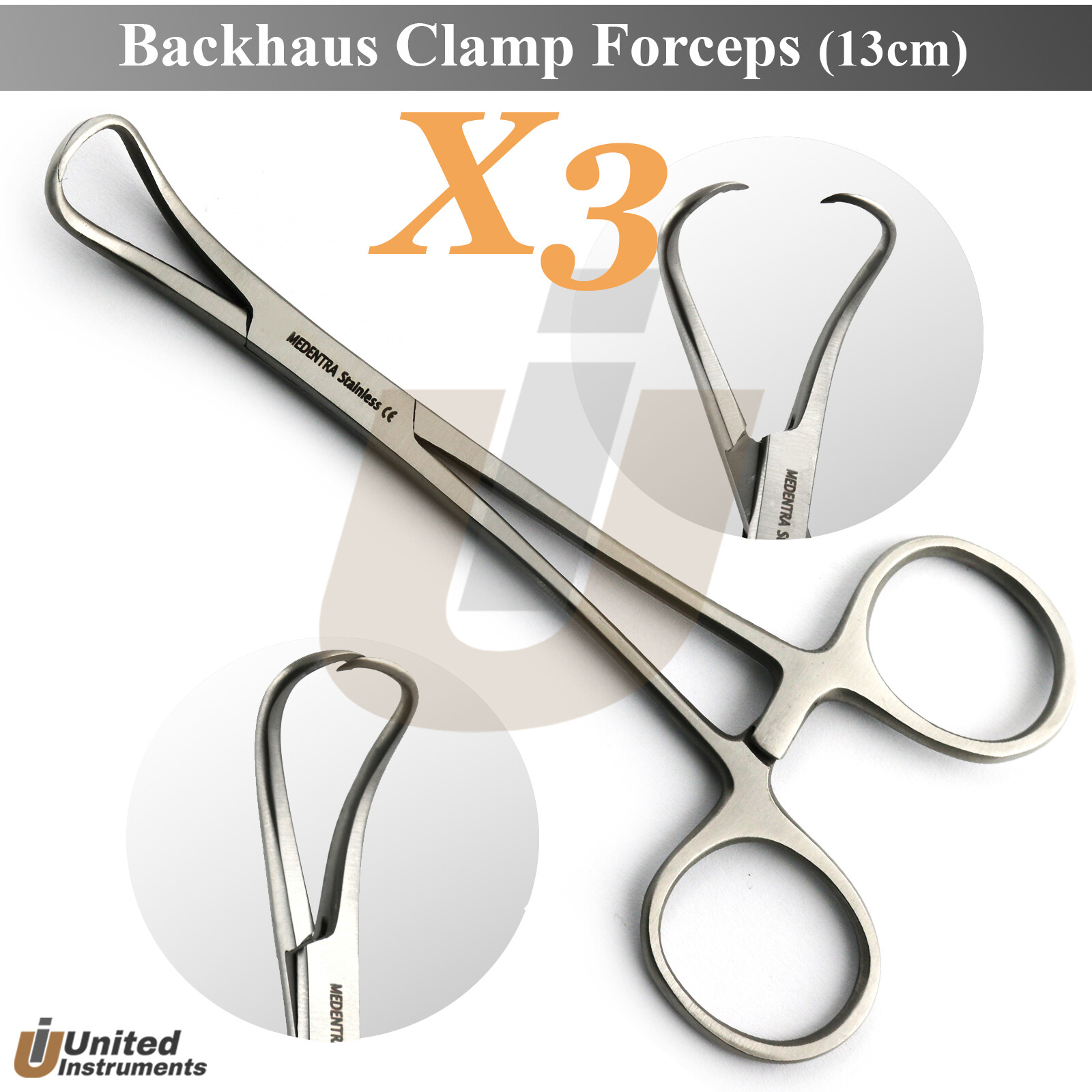 X3 Surgical Backhaus Towel Clamp Forceps 13cm Veterinary Tissue Grasping Plier