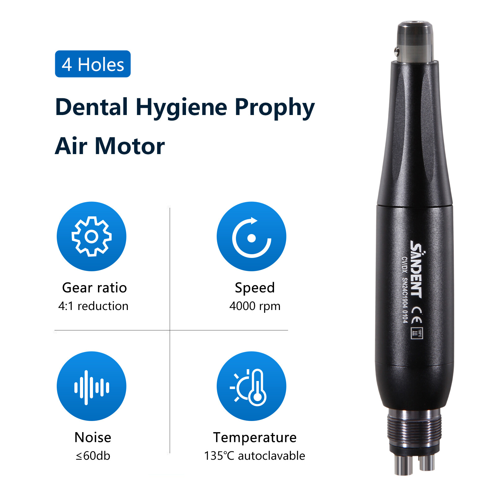 Lot 1/3/5Pcs Dental Hygiene Prophy Air Motor Handpiece 4:1 Nose Cone 4Hole