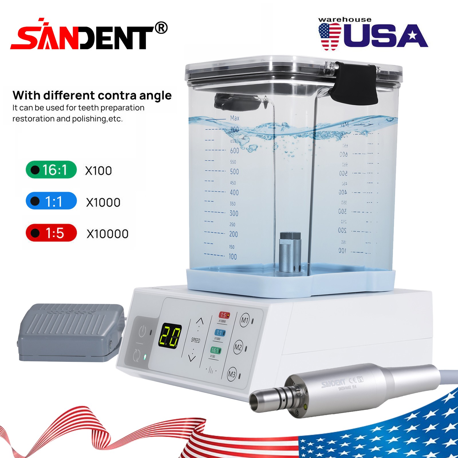 Dental Brushless LED Electric Micro Motor /1:1 1:5 Increasing Handpiece Practice