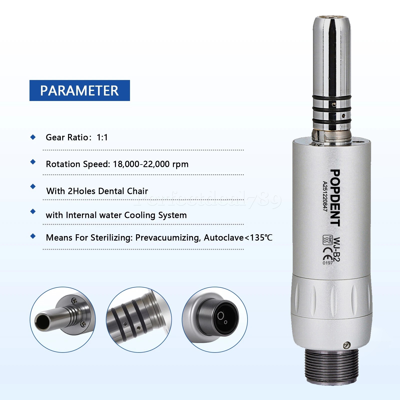 Dental Slow Low Speed Handpiece Push Contra Angle/Air Motor NSK Style 2/4 Holes