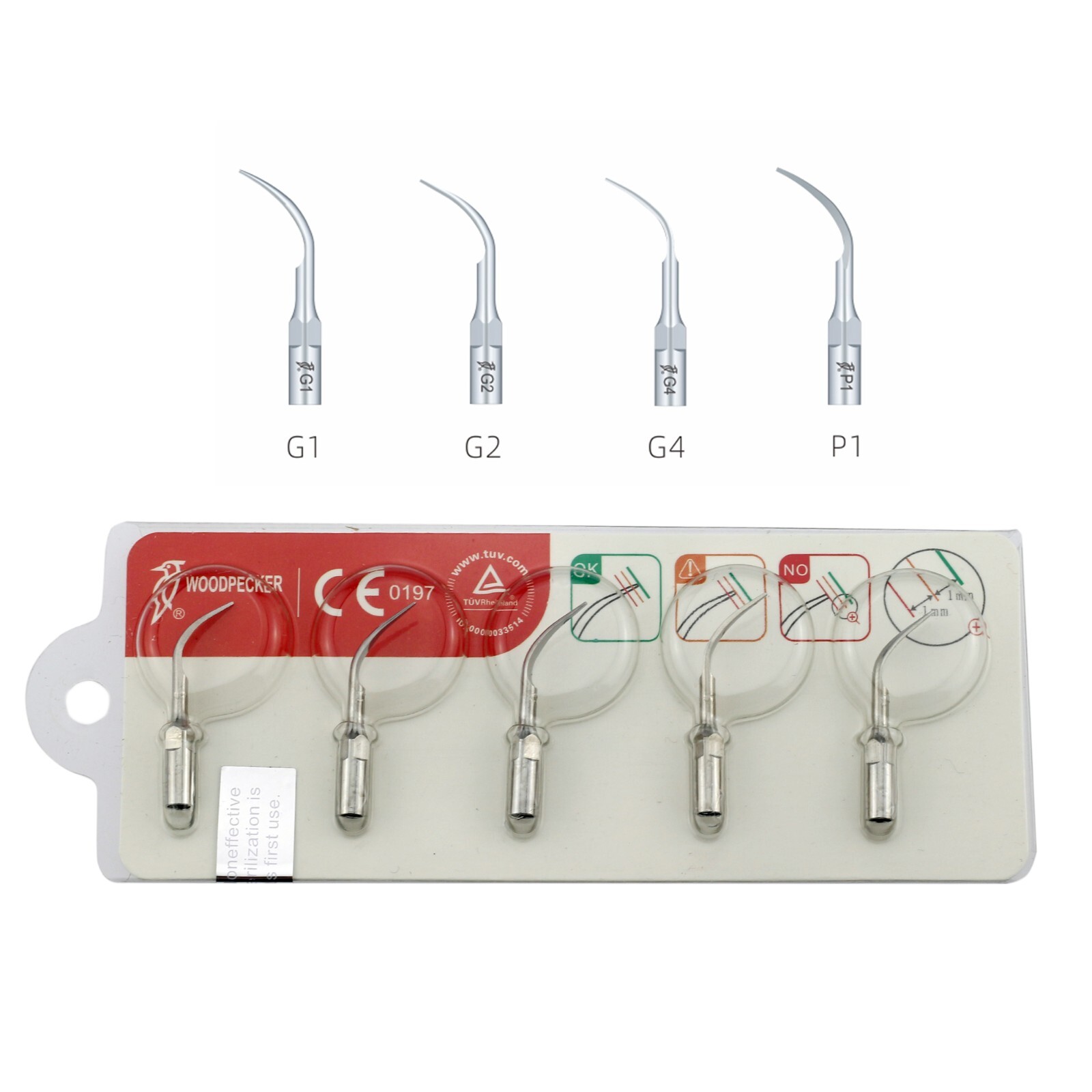 Woodpecker UDS-N2 LED Dental Ultrasonic Scaler Handpiece Piezo Tips G1 P1 HW-5L