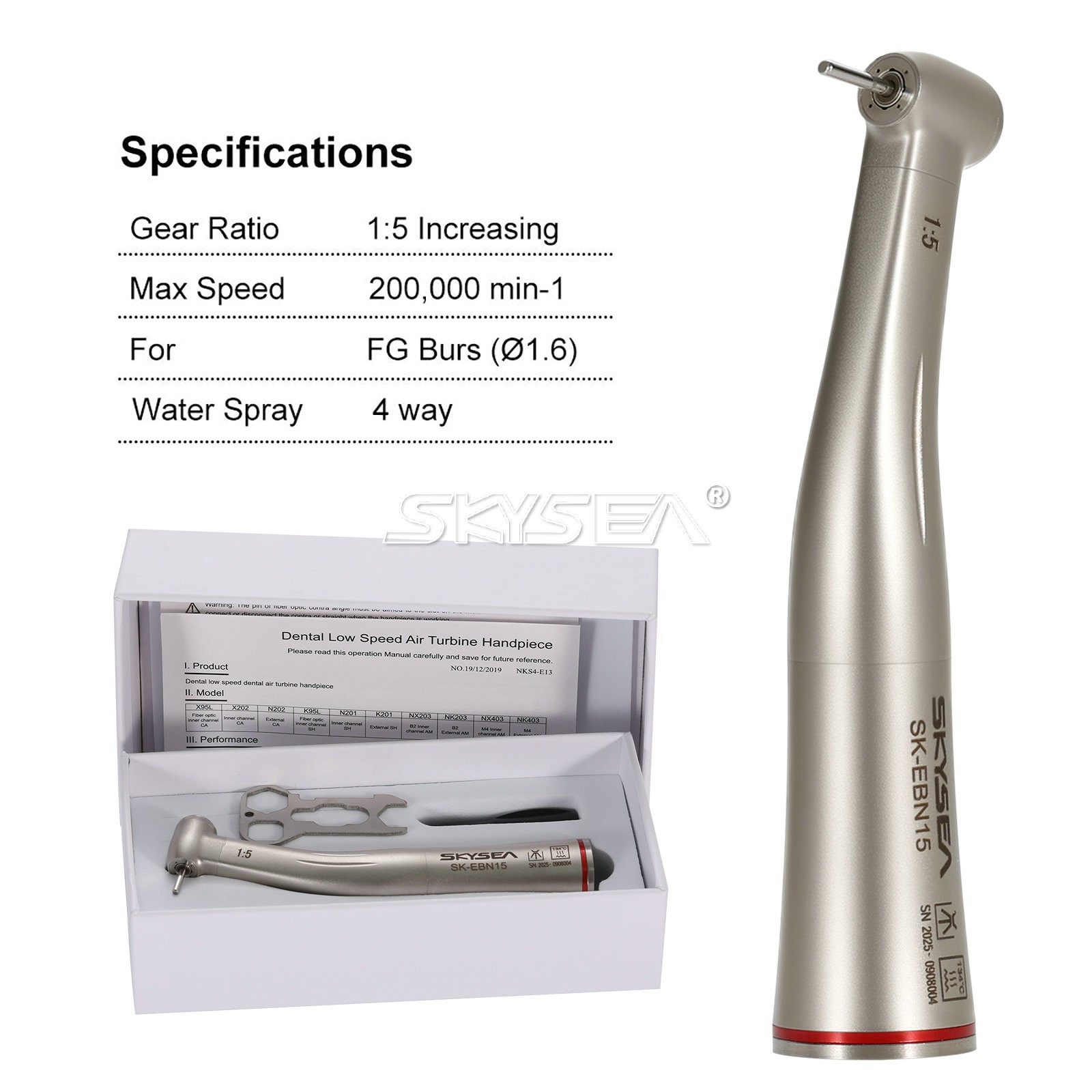 SKYSEA Dental 1:5 LED /Without LED Contra Angle Increasing Handpiece External
