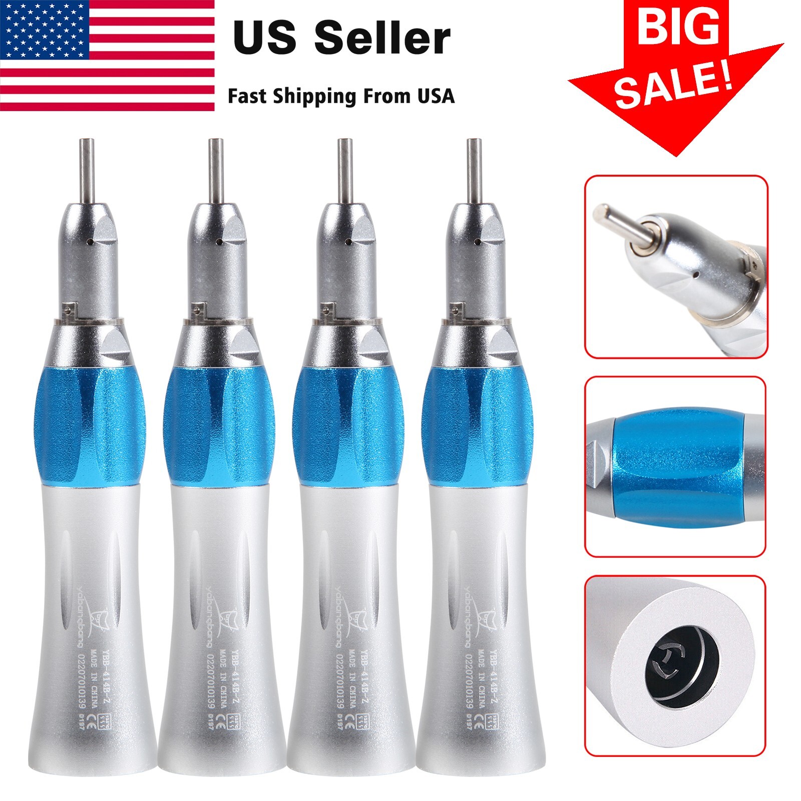 5x Dental Low Speed Straight Nosecone Handpiece 1:1 fit NSK E-type Motor Bc