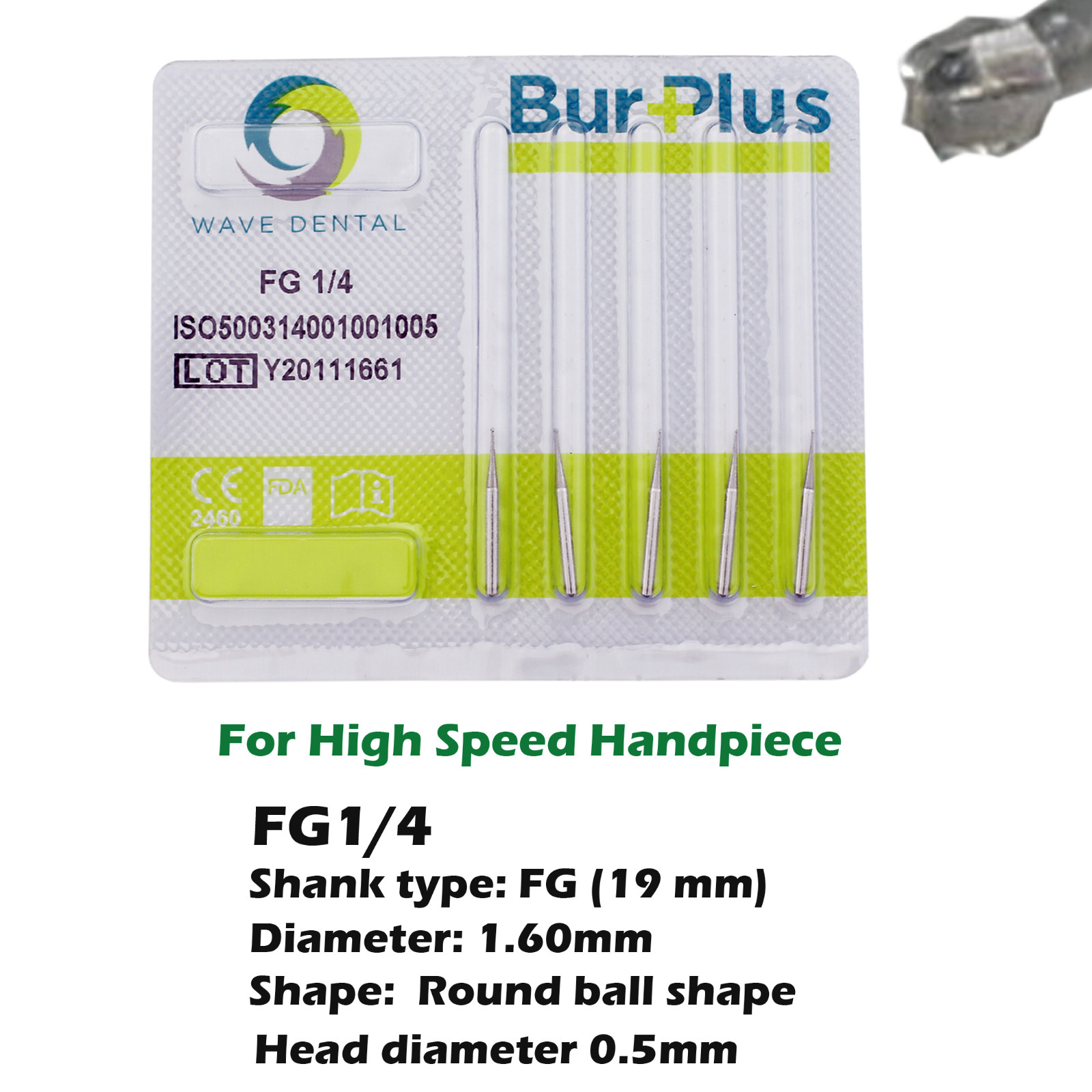 Wave Dental Carbide Burs Round FG 1/4 1/2 2 4 6 8 Prima High Speed Friction Grip