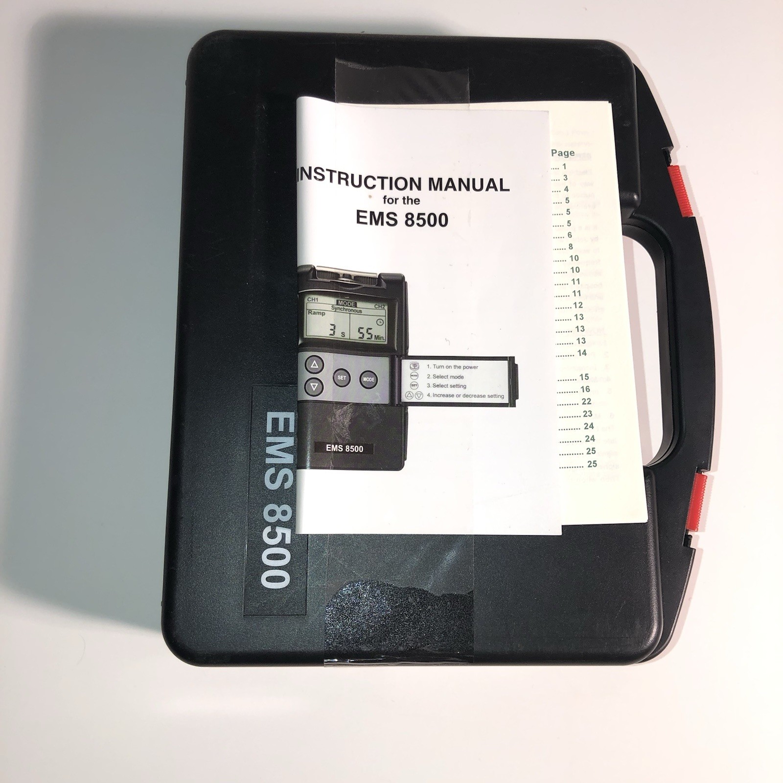 EMS 8500 Dual Channel Electronic Muscle Stimulator TENS Unit w/ Case Manual
