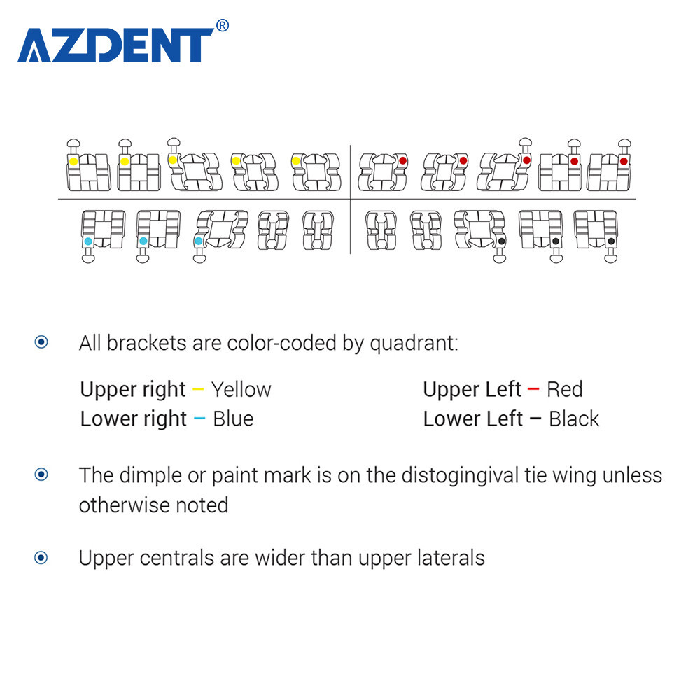 10 Sets AZ Dental Orthodontic Brackets Braces Standard Roth.022 Hooks 3-4-5