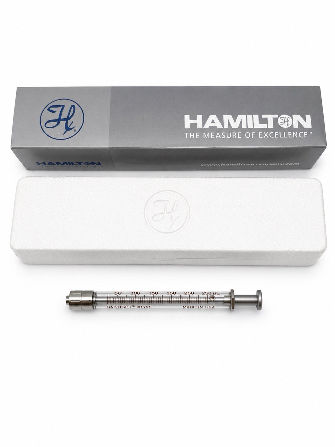 Hamilton 81129 Gastight Syringe 1725TLLX 250µL Laboratory Syringe w/ Case