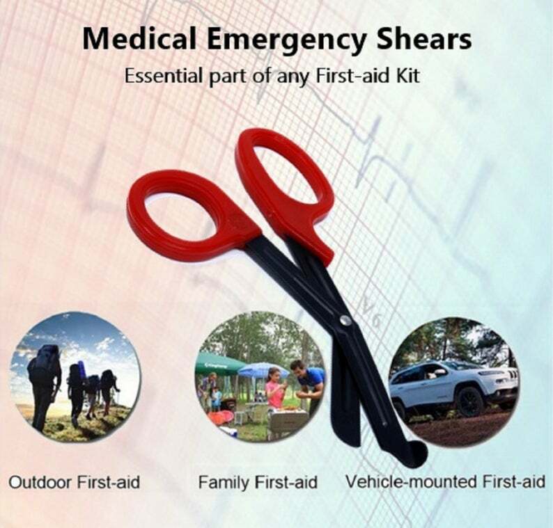 RED Stealth Fluoride Black Coated BLADES Trauma Paramedic Shears Scissors 7.5″