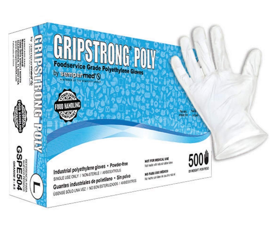 GripStrong Poly Foodservice Polyethylene Gloves, Large (500/)