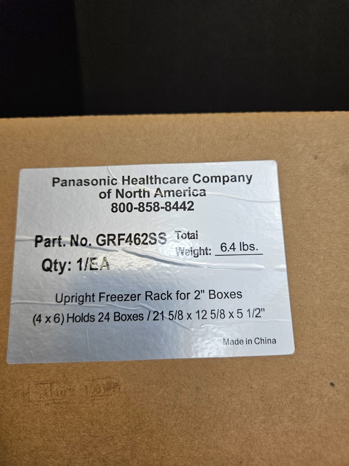 Panasonic Upright Lab Freezer Rack Holds 24 Standard Boxes