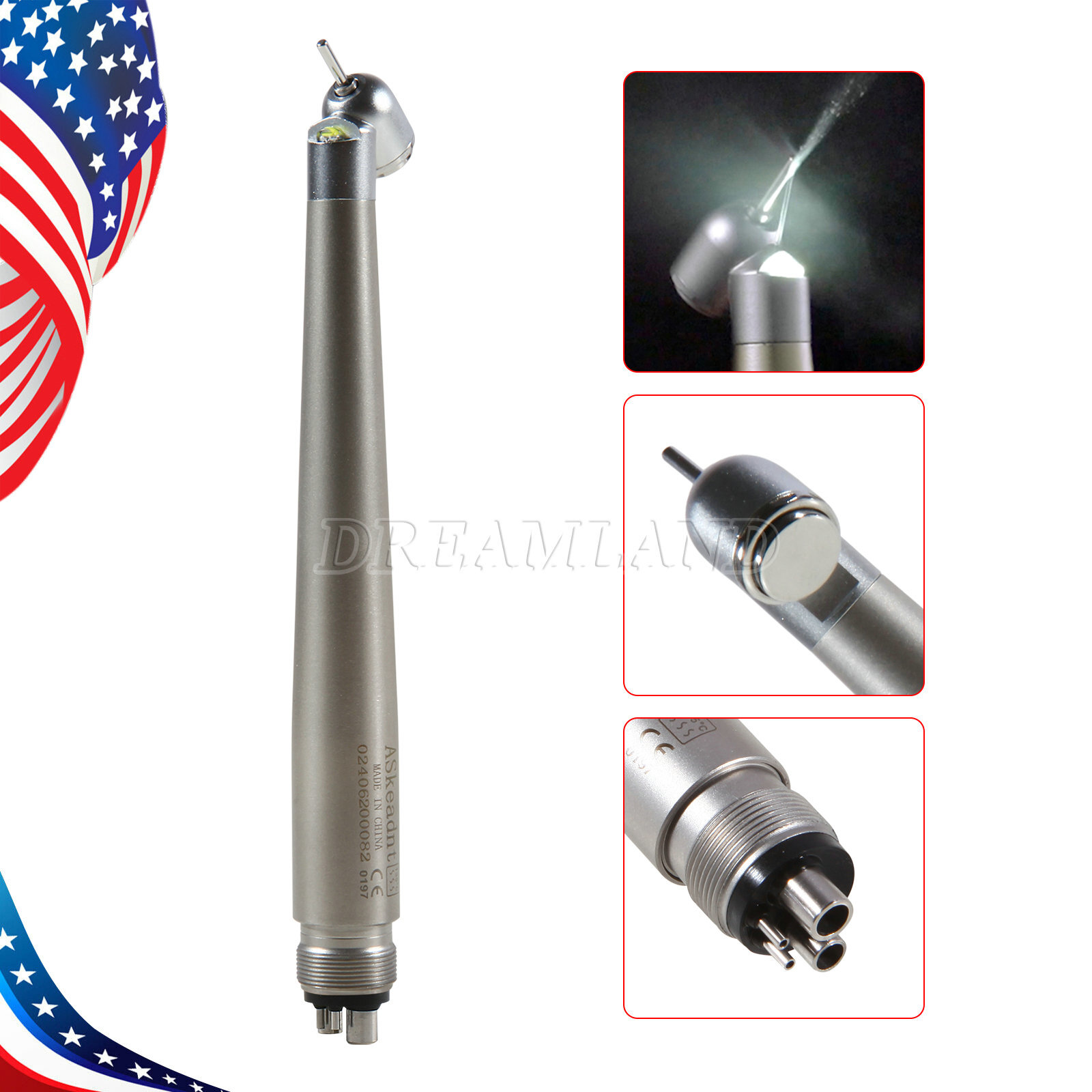 Dental 45 Degree LED High Speed Handpiece Self-Power Oral Surgery Turbine 2、4H