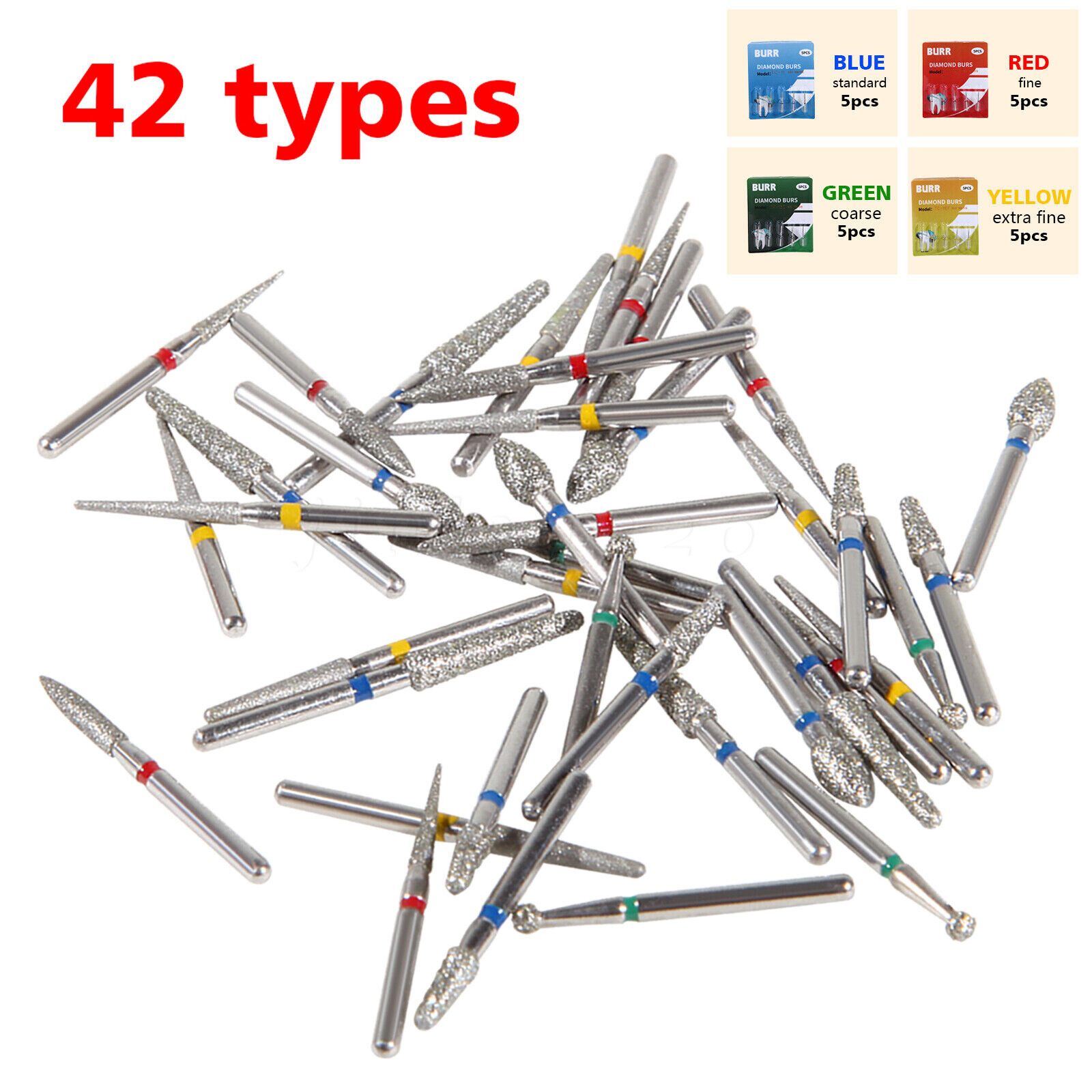 100pcs Dental Diamond Burs for High Speed Handpiece Friction Grip Burs 1.6mm USA