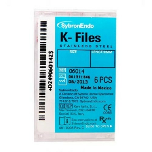 KERR 6014 SybronEndo K-Files 21mm #25 6/Box. Stainless Steel