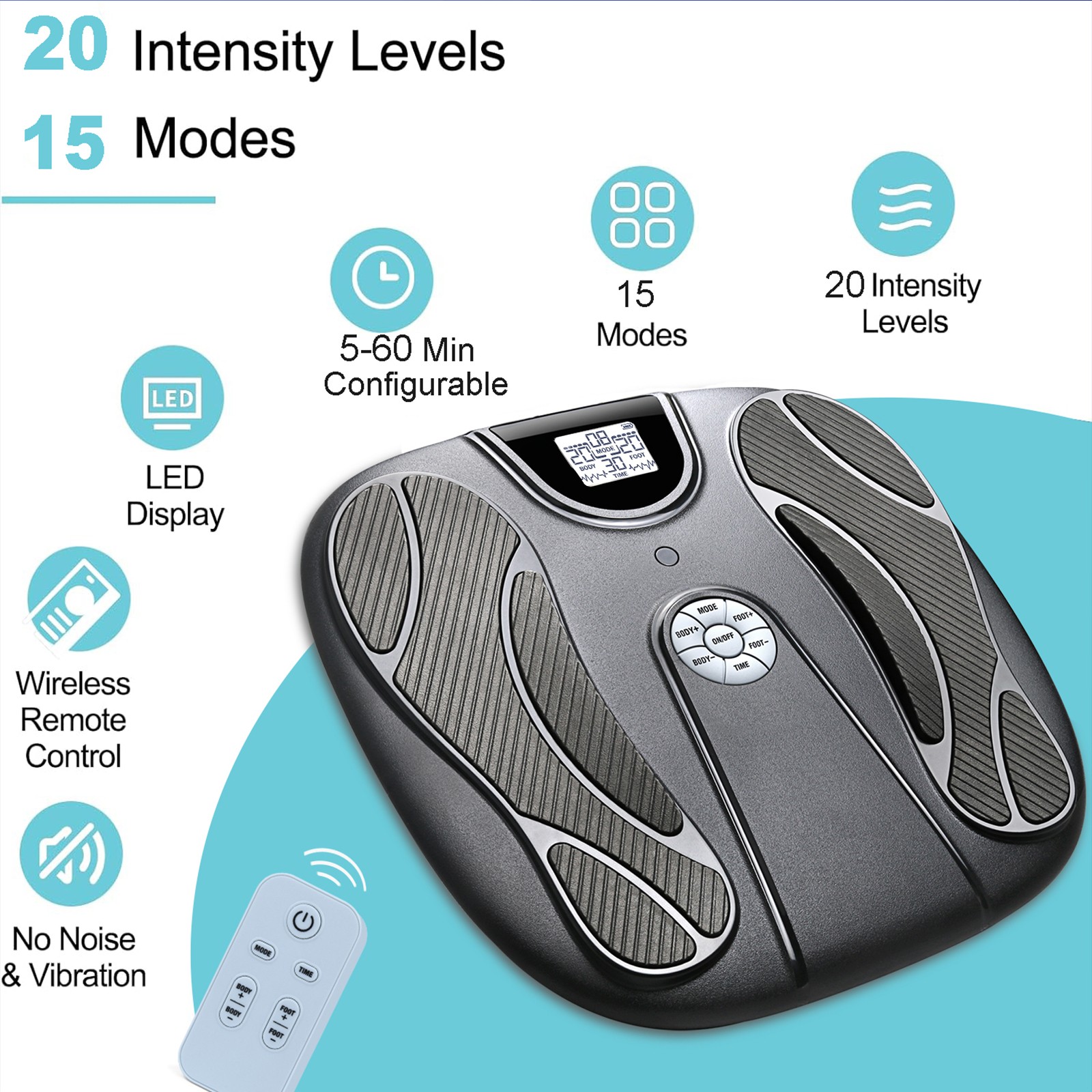 EMS Foot Massager Circulation Rechargeable Blood Booster Neuropathy Pain Relief