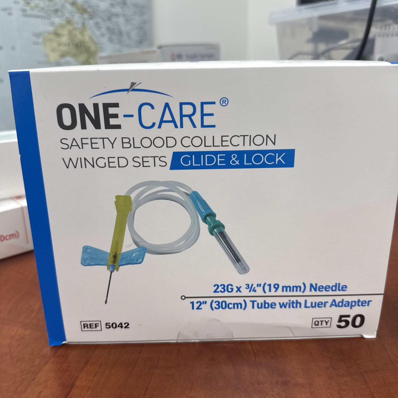 One-Care 23g X 3/4”, 12″ Safety Collection Sets, Glide & Lock, 50/Box!
