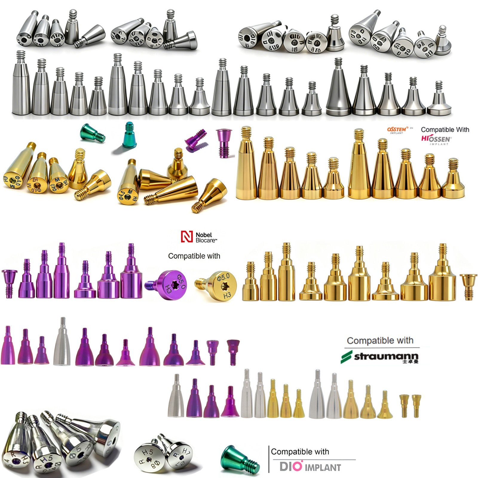 US Compatible Multi Implant system Healing Abutment Titanium Dental Gingival Cap