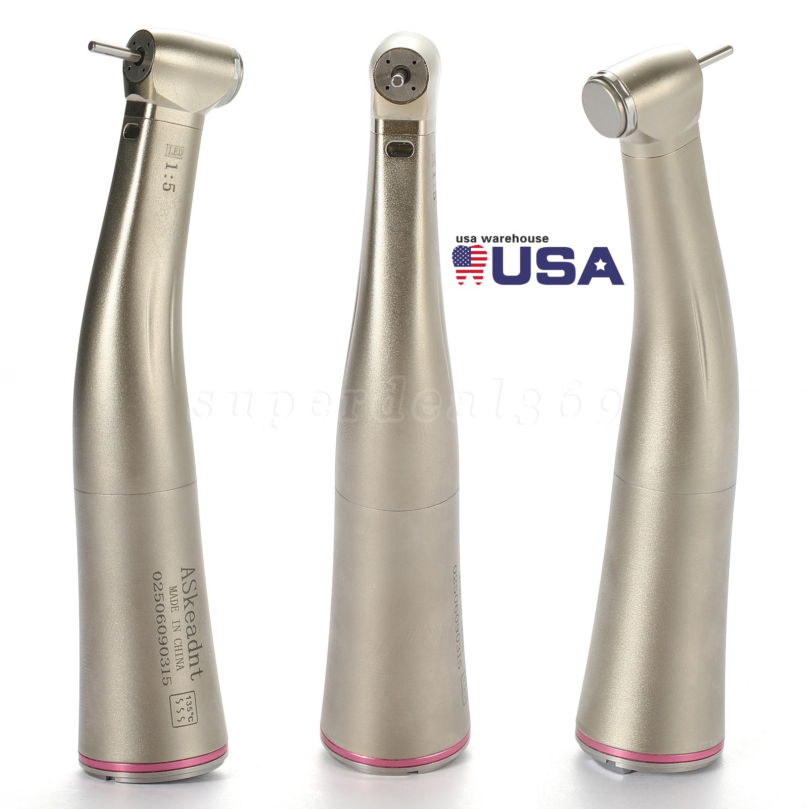 1-10PCS Dental Electric 1:5 LED Fiber Optic Contra Angle Handpiece Mini/Standard