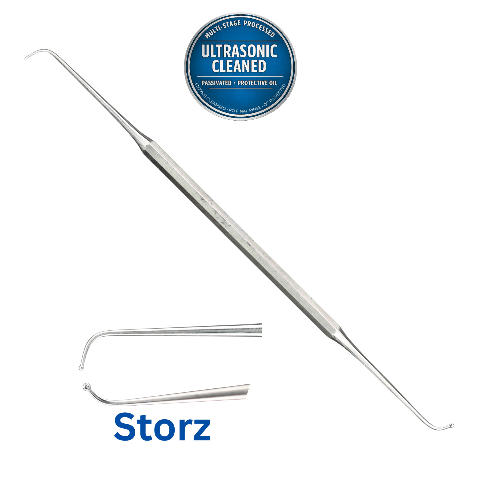 Storz 629820 Maxillary Sinus Seeker, Double-Ended, 1mm Ball Probes, Curved, 7.5″