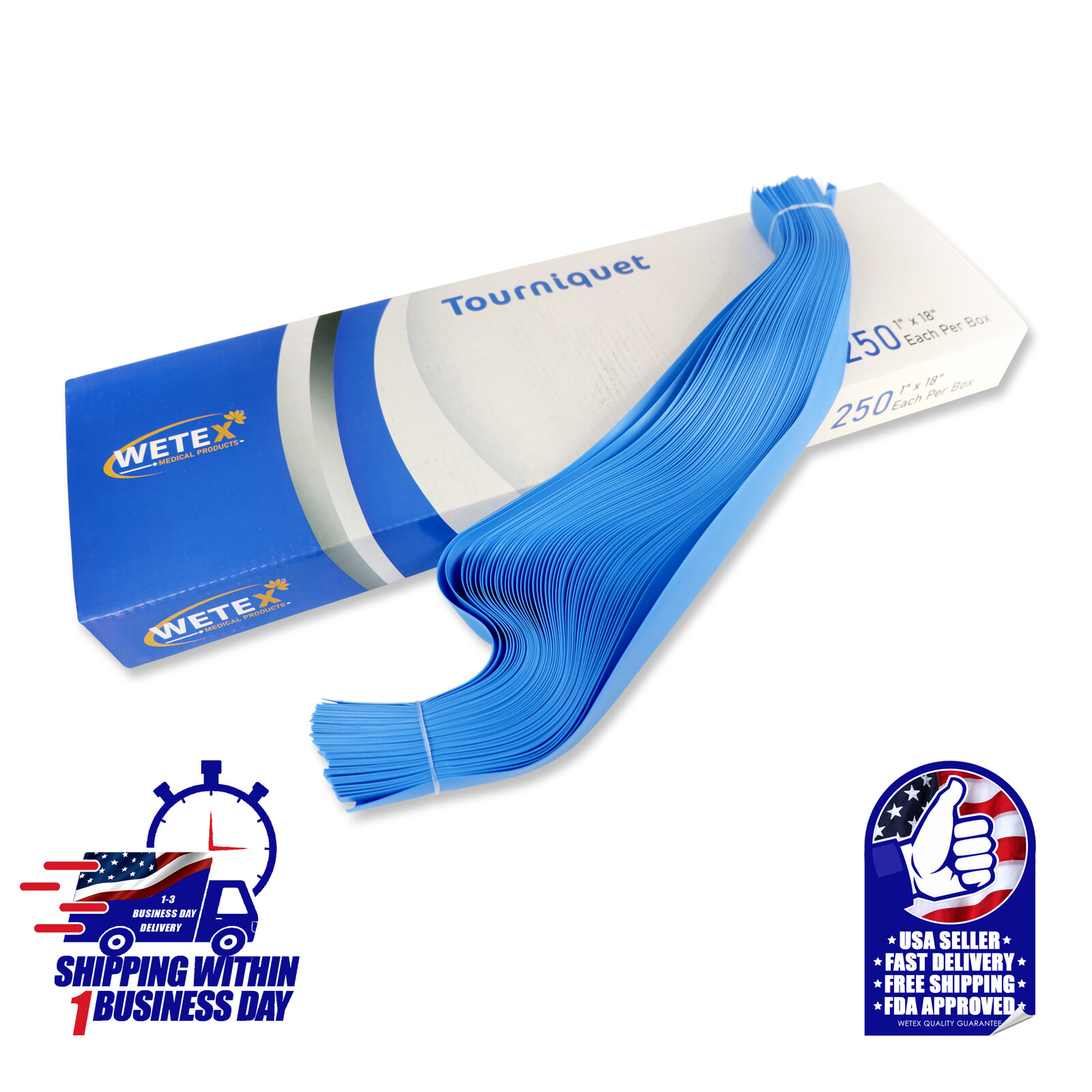 BLUE DISPOSABLE TOURNIQUET : 18 X 1 INCH, LATEX-FREE