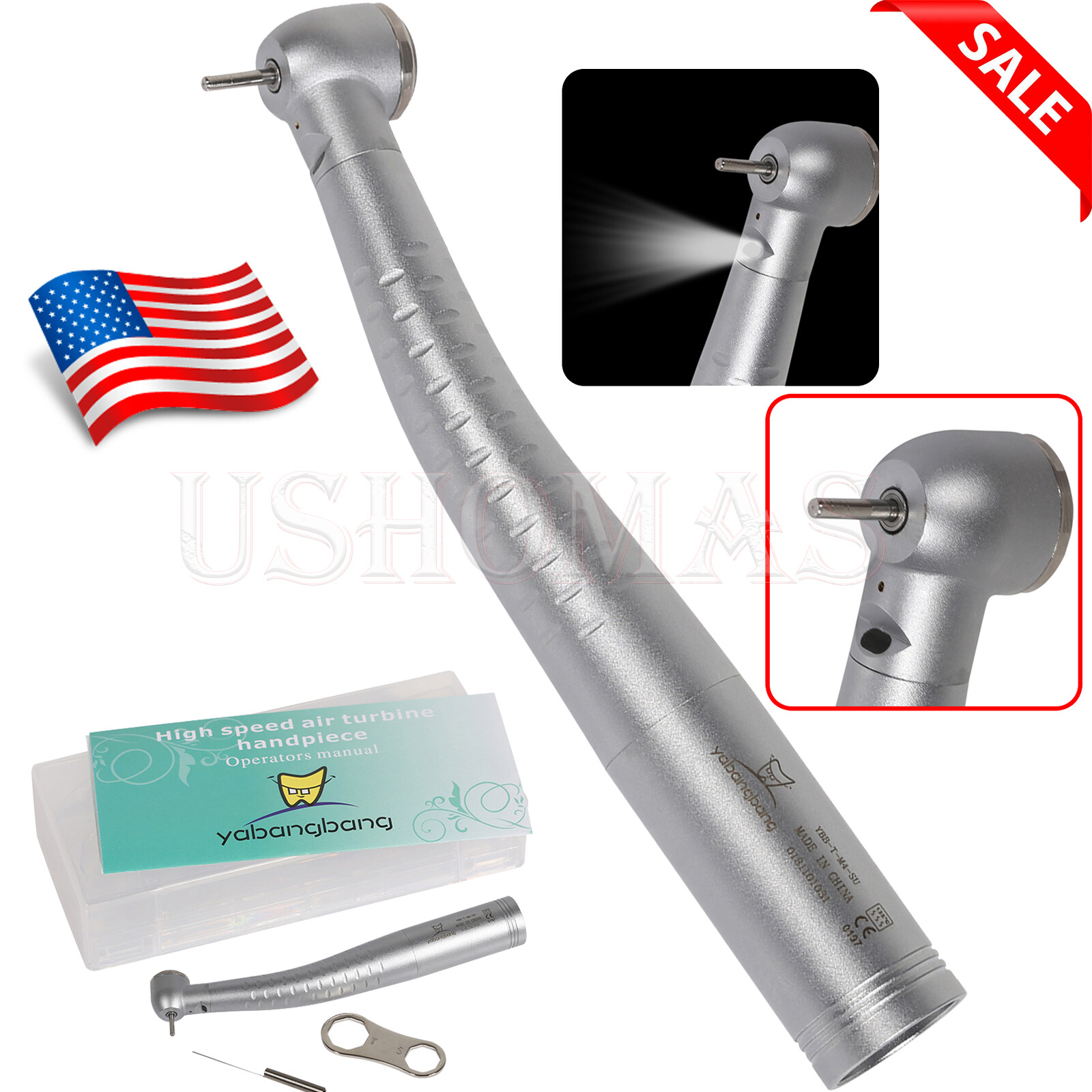 Large Torque YD6 Dental Fiber Optic LED High Speed Handpiece Fit KaV / 1-5 Rotor