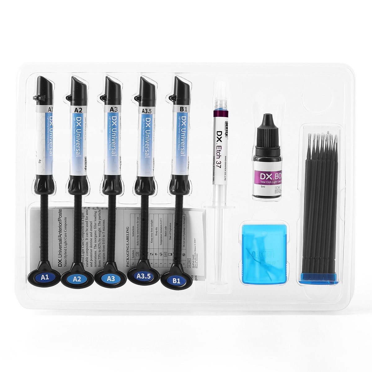 Kit de resina de compuesto de cura dental Dentex Light Shade A1 A2 A3 A3.5 B1