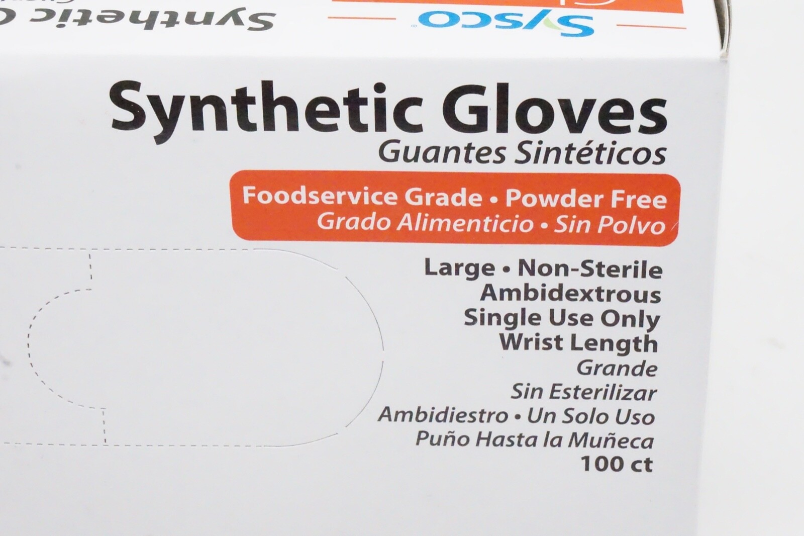 400 Count Case Sysco Classic Synthetic Gloves Foodservice Grade Large 8401036