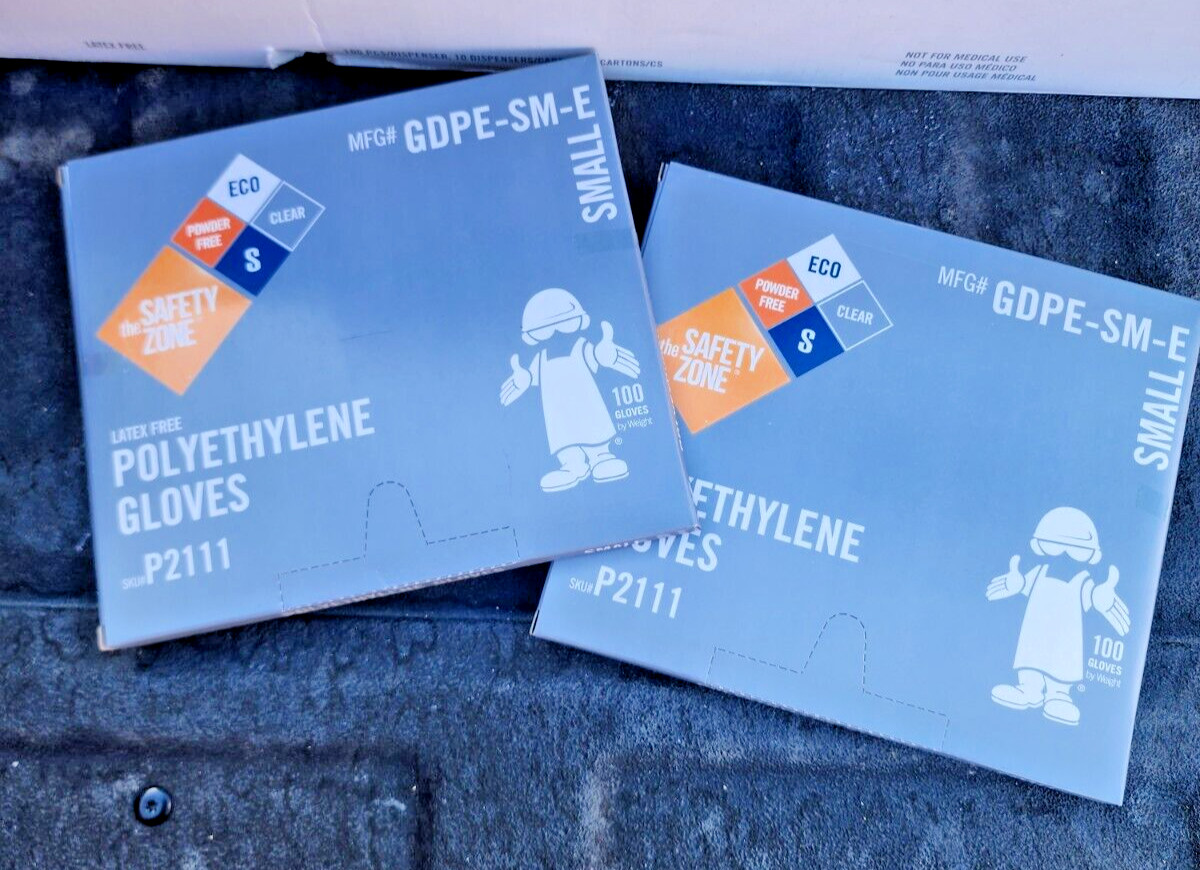 Safety Zone GDPE Clear Polyethylene Gloves, SZ: SMALL – 1,000 GLOVES PER BOX.