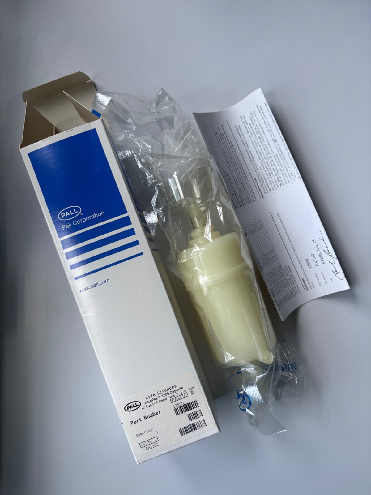 PALL AcroPak 1000 Capsules w/ Supor Membrane 0.1/0.1 µm PN 12999 EXPIRED