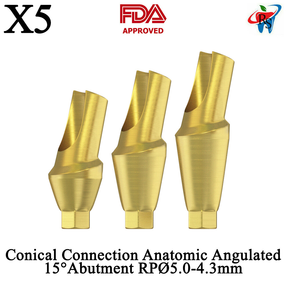 5pcs DSI Dental Abutment Anatomic Angulated 15° Conical Connection RPØ5.0-4.3mm