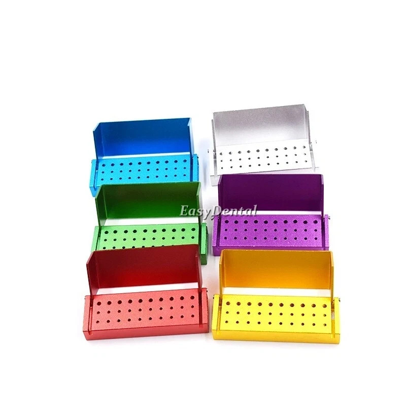 30 Holes Dental Bur Burs Holder Block Disinfection Box Aluminium Autoclave