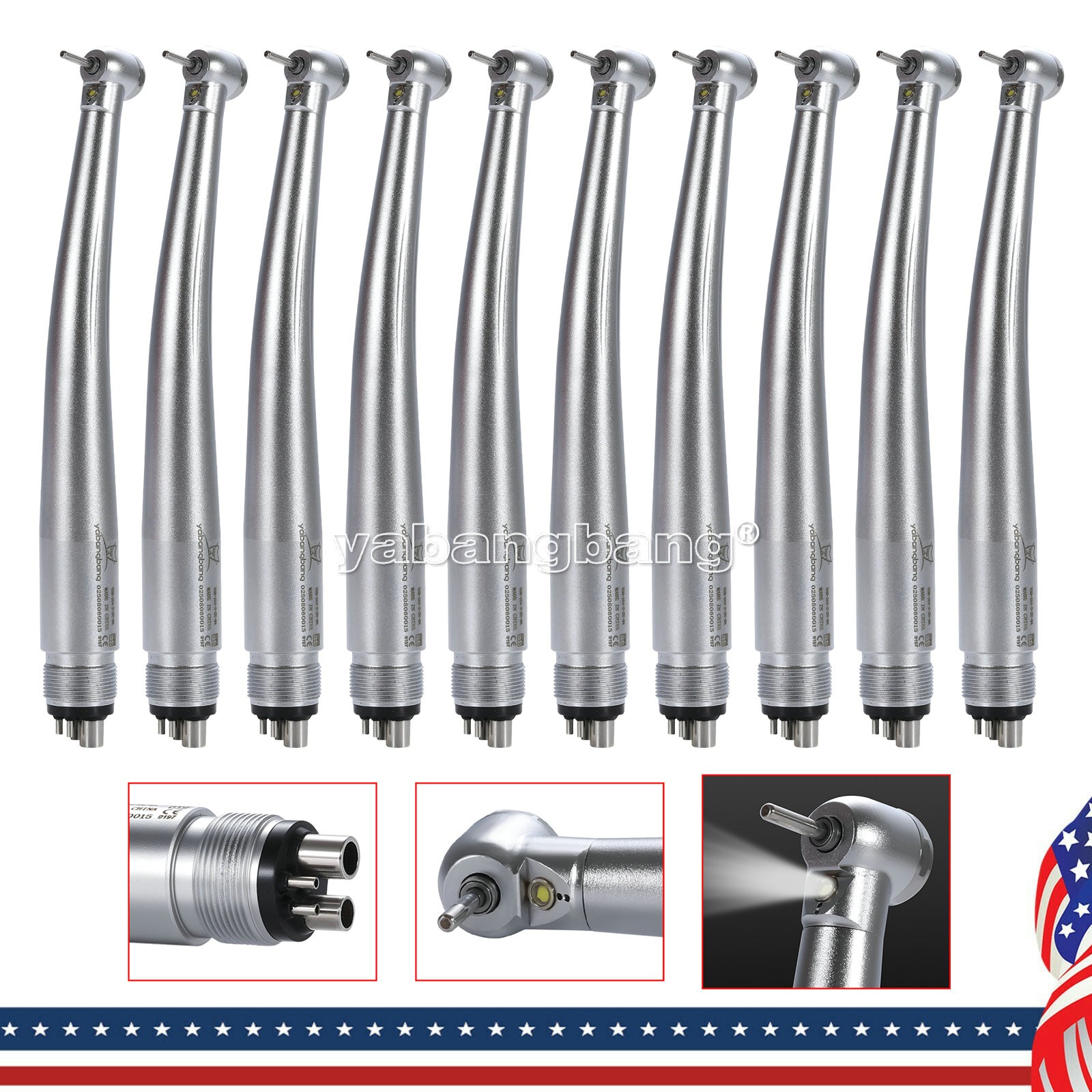 1-10 Dental E-generator LED Fiber Optic Handpiece 4Holes Mini Head Pediatric Kid