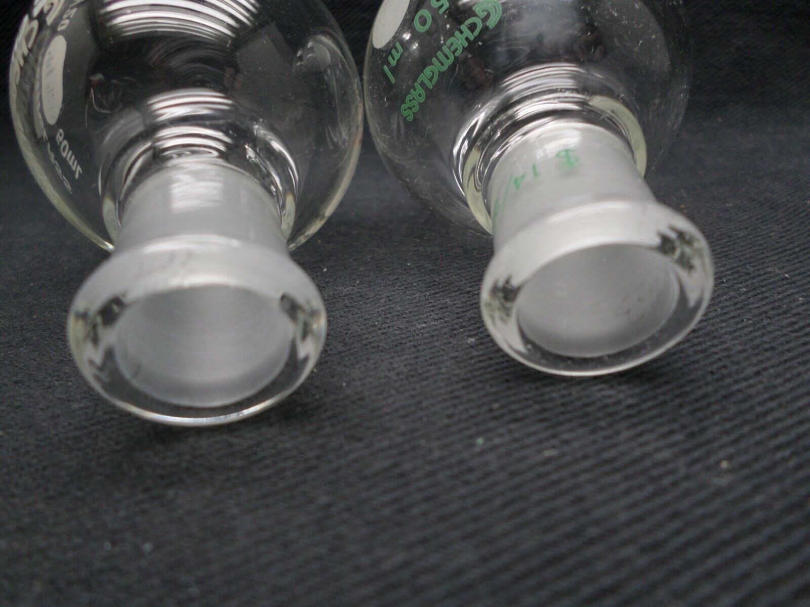 (2) Chemglass 14/20 Joint 50mL Glass Heavy Wall Round Bottom Flask CG-1506-88